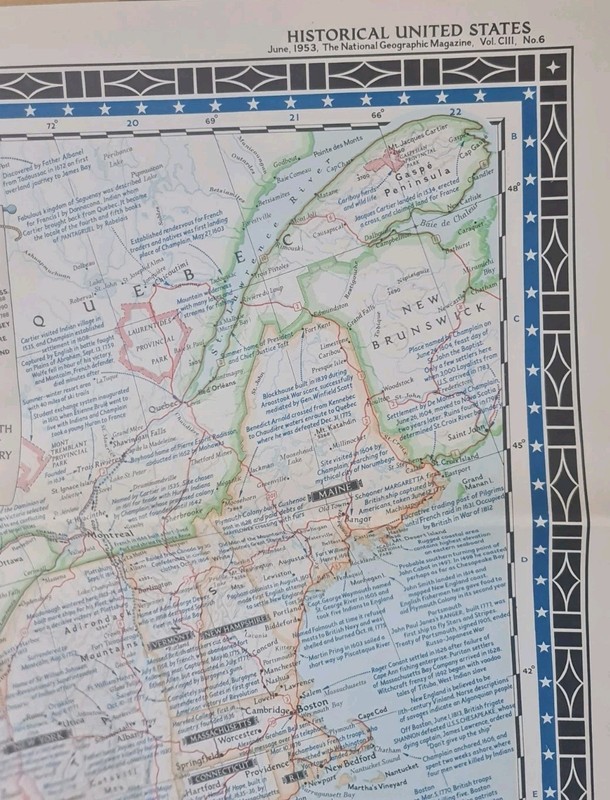 1953 National Geographic Large Folded Paper Historical Map of The United States gallery