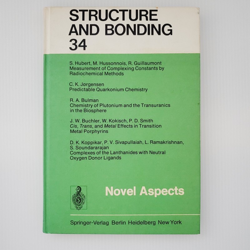 Novel Aspects Structure And Bonding 34 Vintage Chemistry Hardcover Book Science