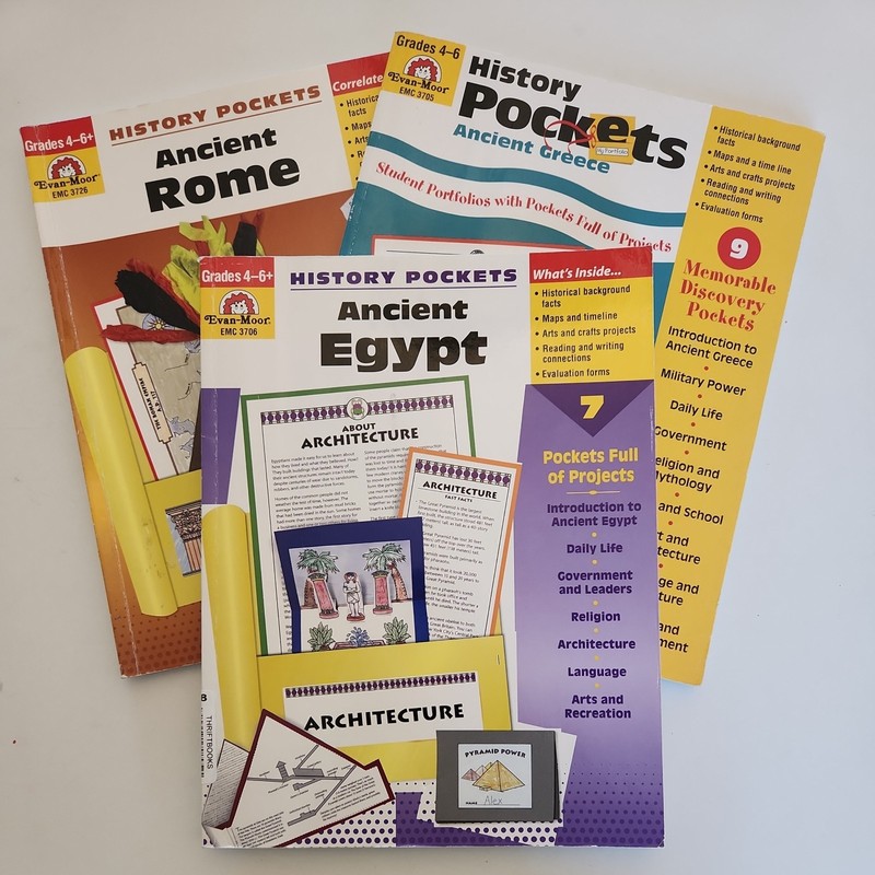 Evan-Moor History Pockets Bundle Set of 3 Hands On Activities Homeschooling