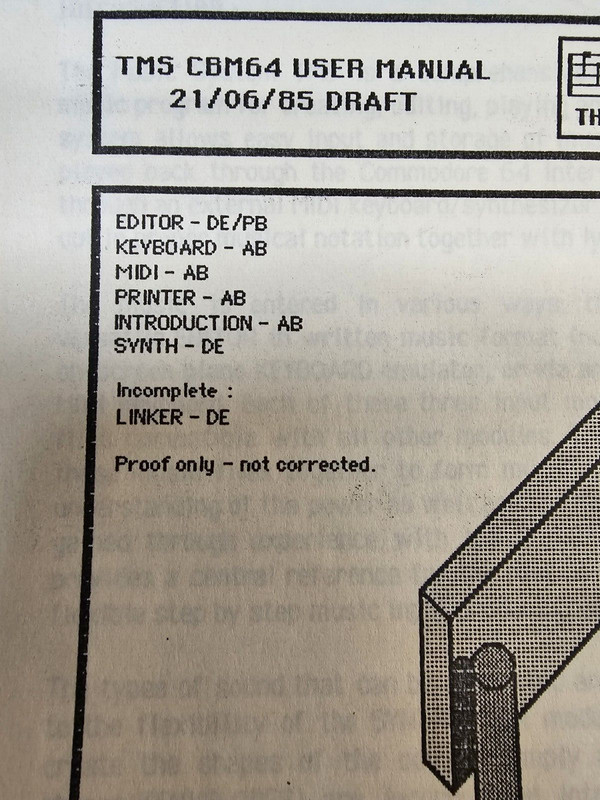 The Music System for Comodore 64 User Manual 21/06/85 Draft Uncorrected Proof gallery