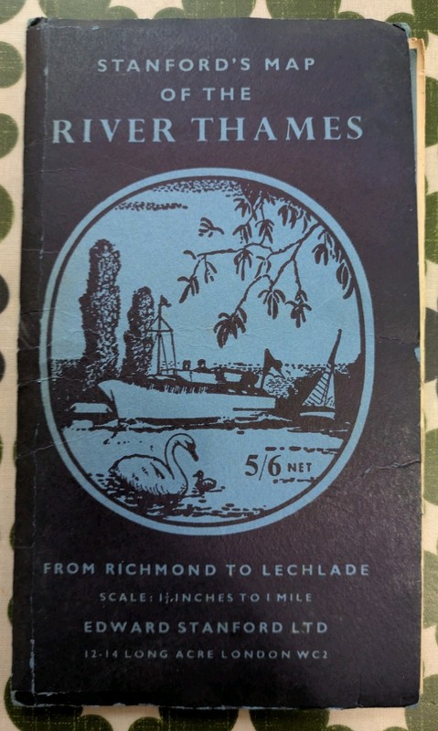 STANFORD’S MAP OF THE RIVER THAMES RICHMOND to LECHLADE FOLDING PANORAMIC c1958