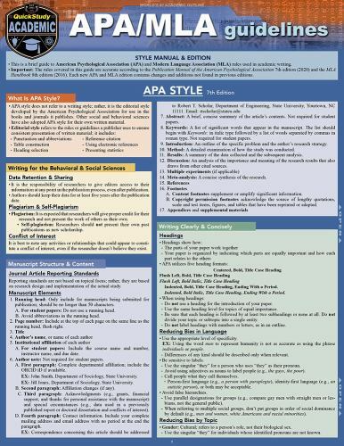 APA/MLA Guidelines – 7th Editions : A QuickStudy Laminated Reference