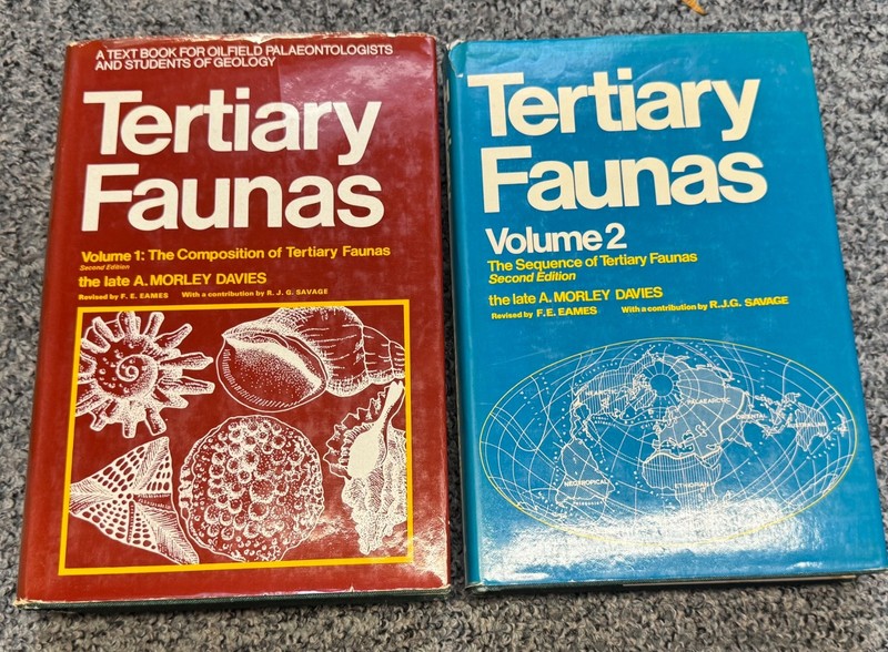 2 vols Tertiary Faunas Morley Davies. hardcover good condition 1975 second Ed.