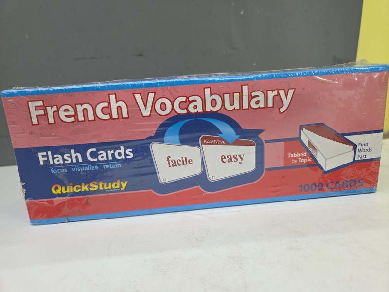 French Vocabulary Flash Cards QuickStudy Reference Tool 1000 Cards by BarCharts