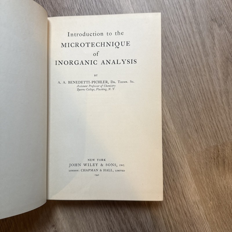 Vintage 1940s Microtechnique of Inorganic Analysis vtg HC 1st Edition Book gallery