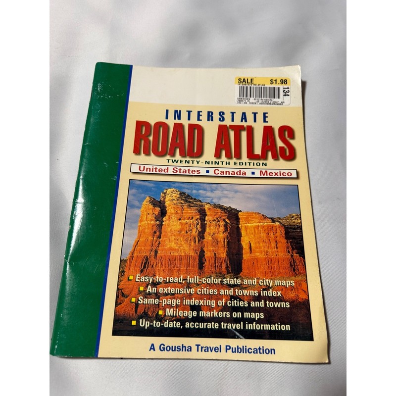 Gousha Interstate Road Atlas 29th Edition US Canada Mexico Vintage Map Book