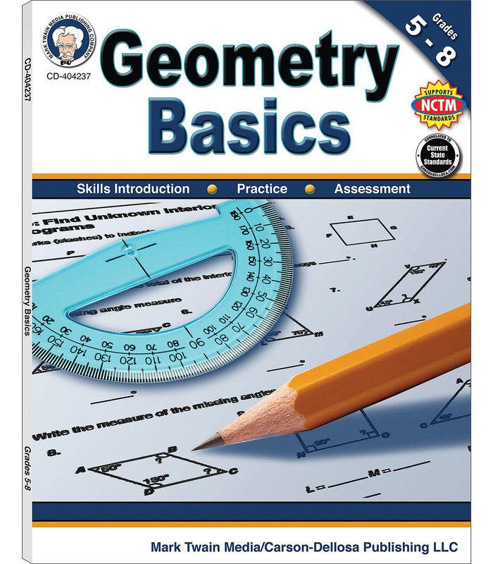 Mark Twain Grades 5-8 Geometry Basics Math Workbook, Geometric Shapes, Area,…