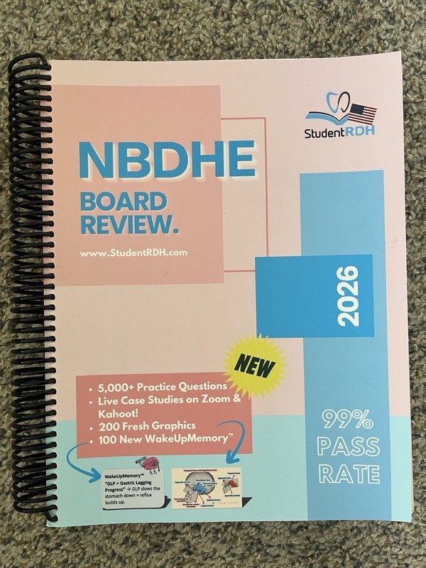 StudentRDH NBDHE Board Review 2026 Ring/Wire Bound Study Guide Dentistry