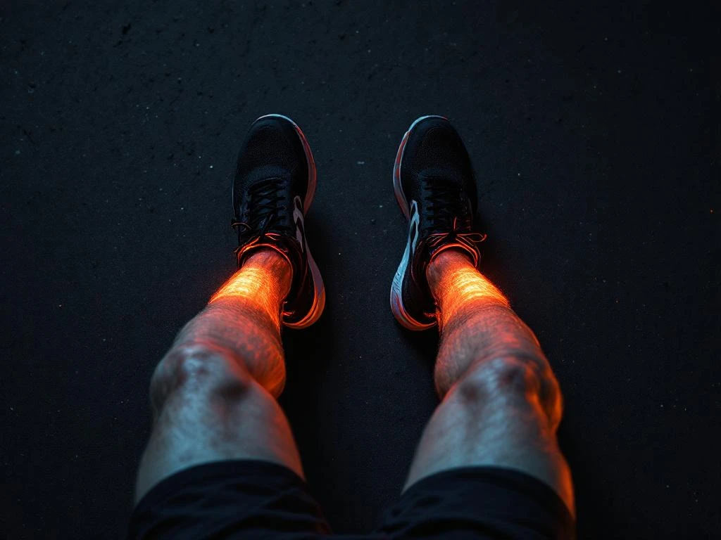 Uitgeputte hardloper met verkeerd gebogen knieën op asfalt, rode waarschuwingsgloed bij gewrichten toont slechte herstelpositie
---
**Token Usage Summary:**
- Prompt: 286 tokens
- Response: 28 tokens
- Total: 314 tokens